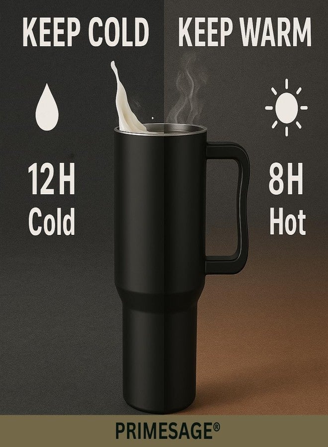 PRIMESAGE® Tumbler with Straw Sipper Water Bottle for Adults Sipper Tumbler Bottle Sipper Bottle with Straw Insulated Tumbler Tumblers | 1200ml Black - Image 3